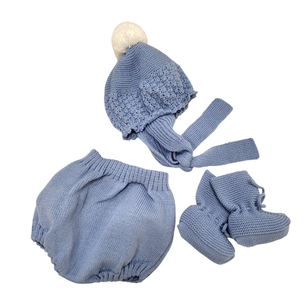 Conjunto de 4 piezas jubón, culotte, capota y patucos altos "Enternecer"