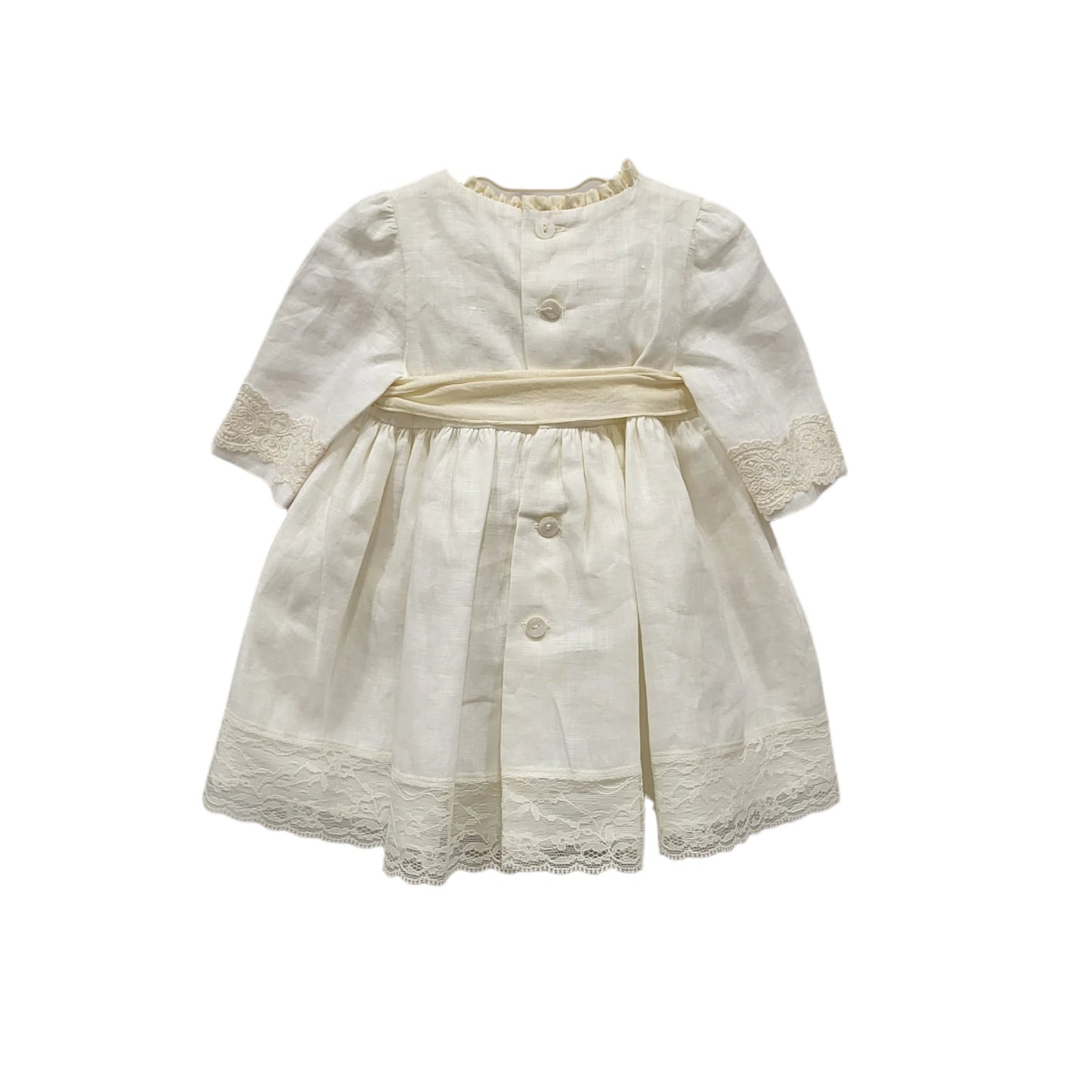 Vestido de bautizo con capota en tejido hilo `Modelo Capri