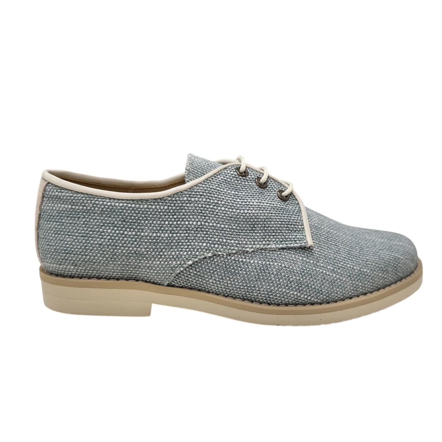 Zapato de niño ceremonia lino jaspeado verde agua