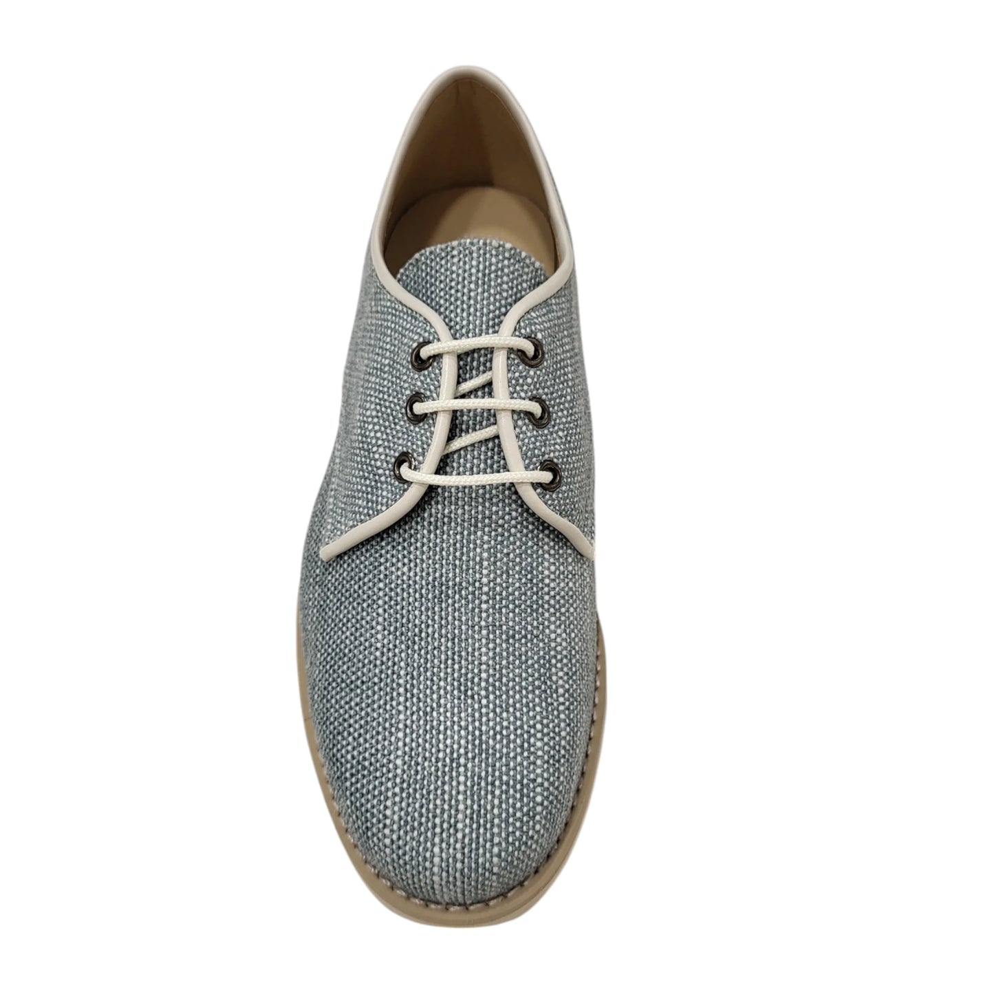 Zapato de niño ceremonia lino jaspeado verde agua