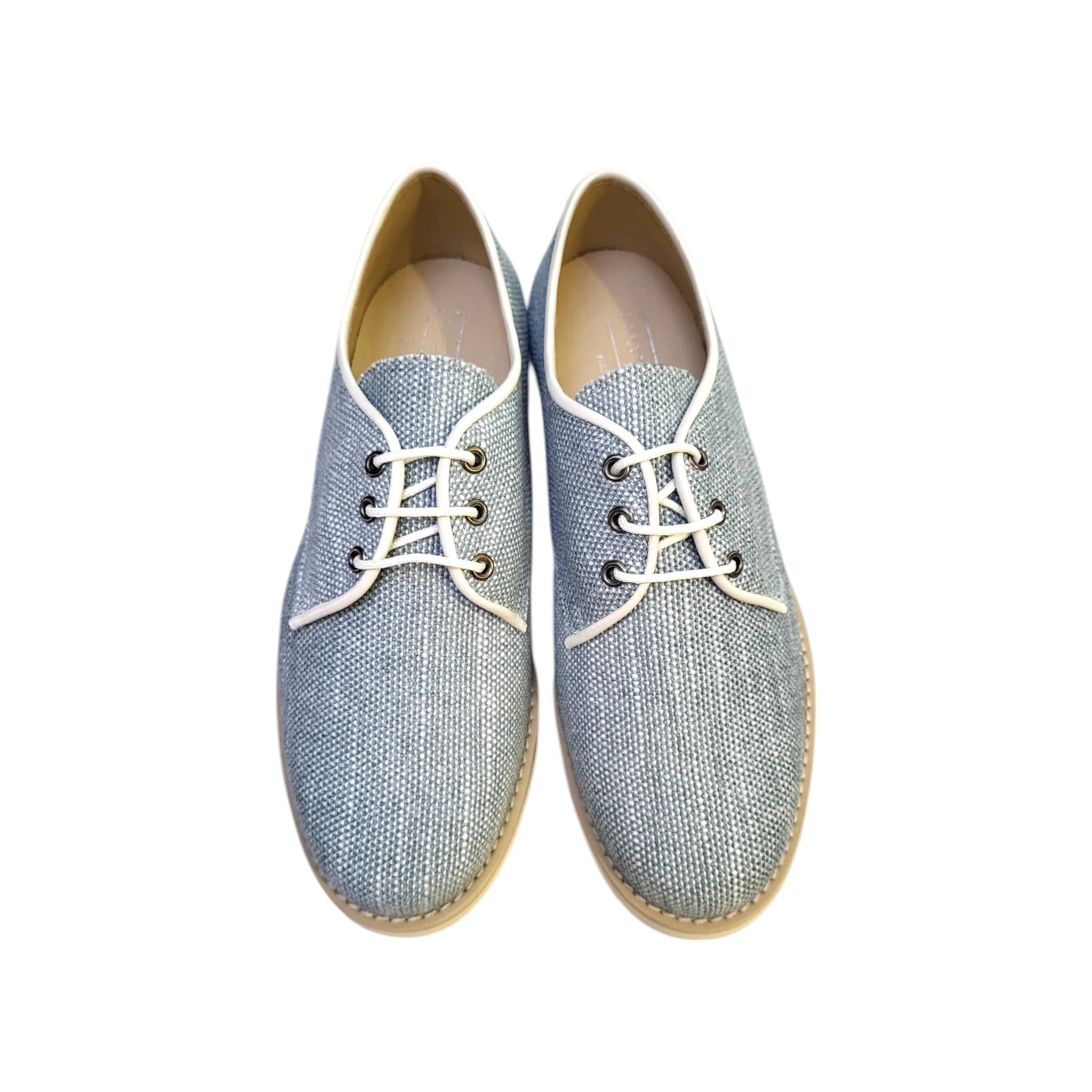 Zapato de niño ceremonia lino jaspeado verde agua