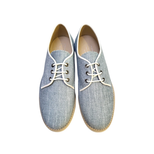 Zapato de niño ceremonia lino jaspeado verde agua