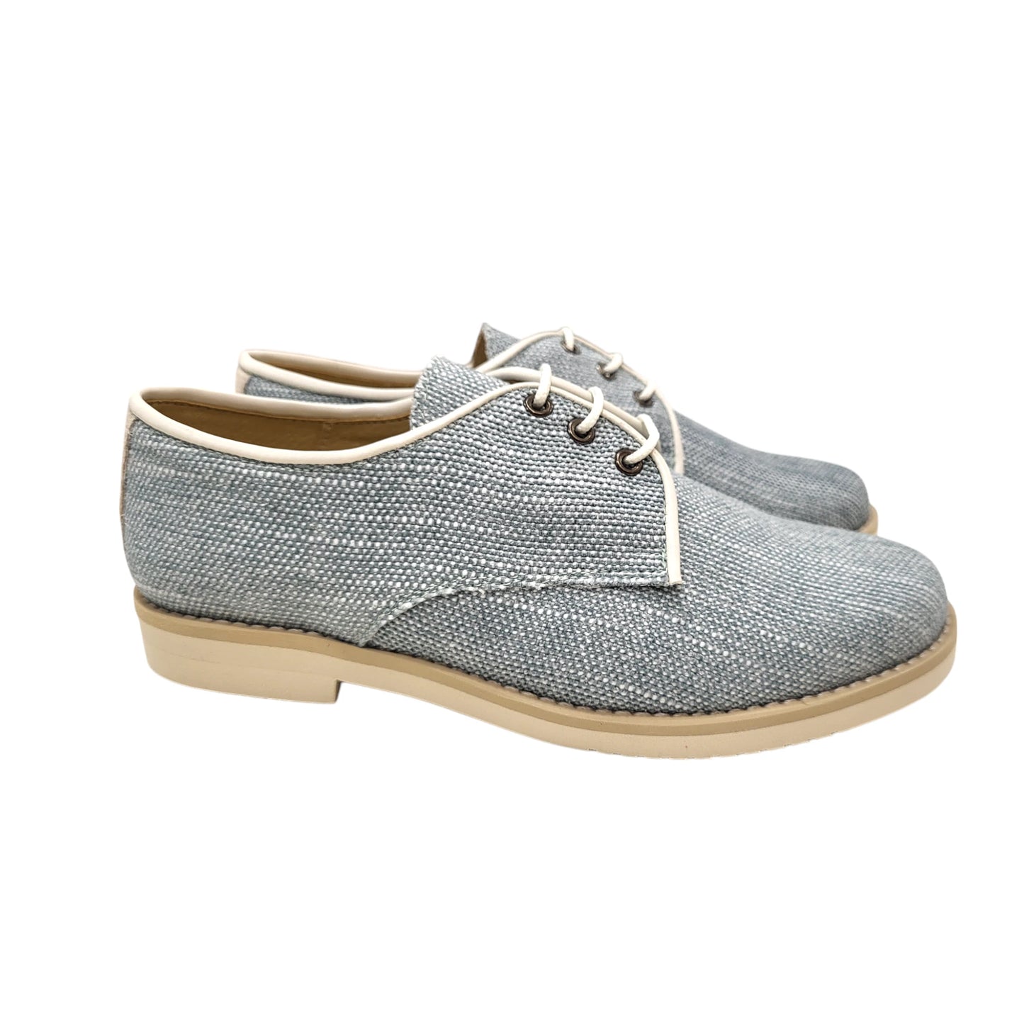 Zapato de niño ceremonia lino jaspeado verde agua