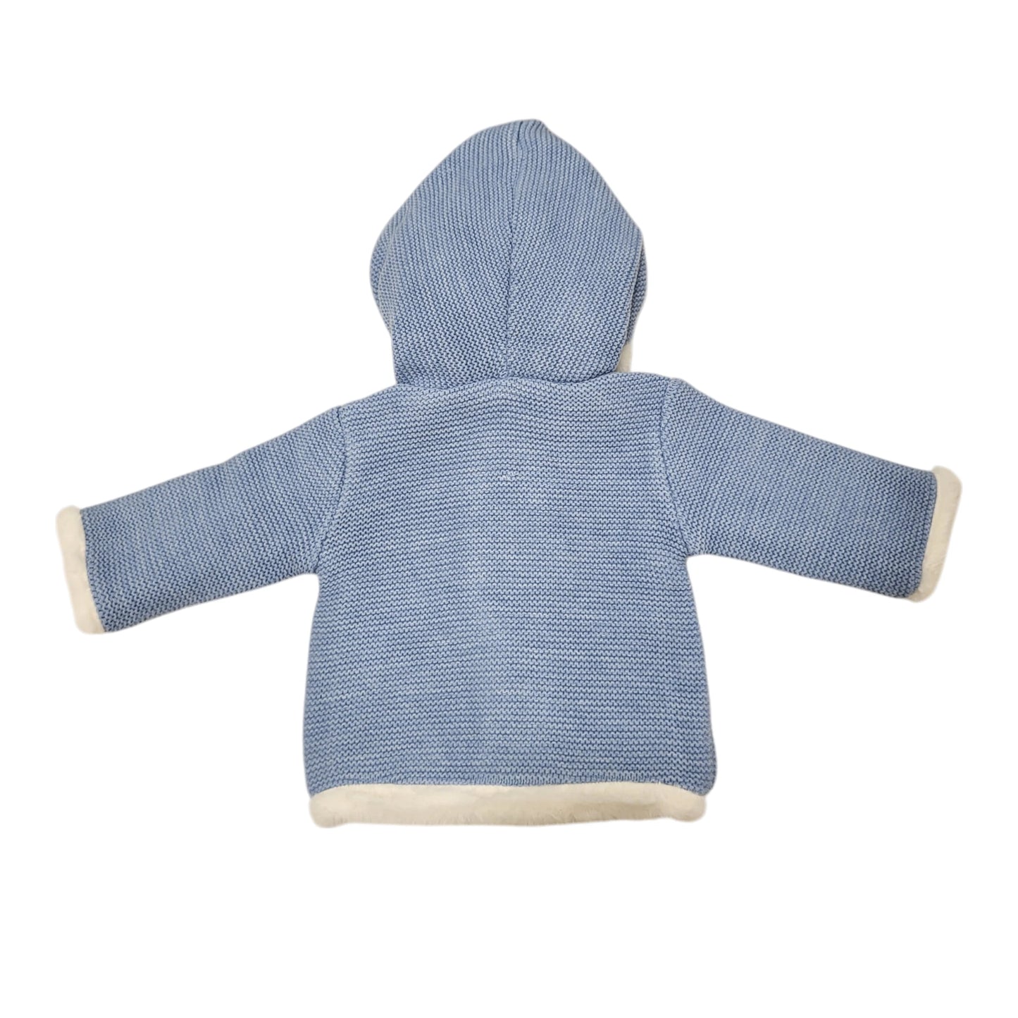 Chaquetón de punto con capucha y pelito en el interior