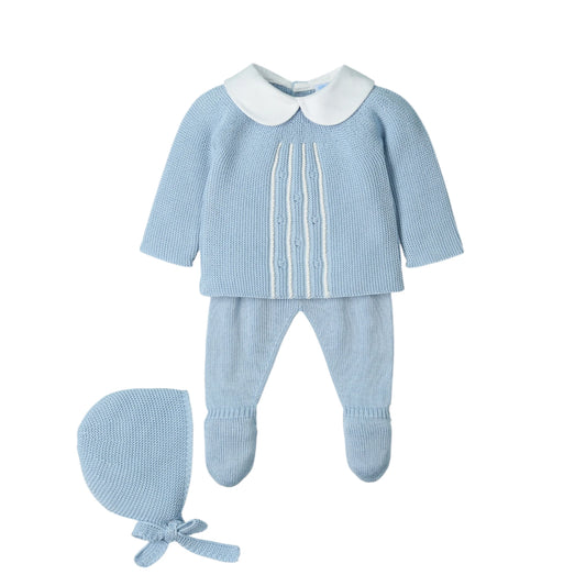 Conjunto bebé 3pzas jubón, polaina y capota RICH