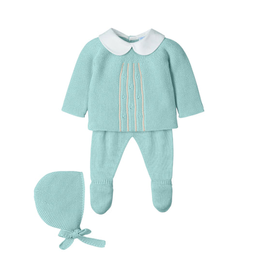 Conjunto bebé 3pzas jubón, polaina y capota RICH