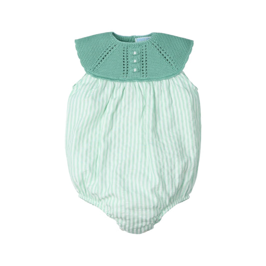Pelele unisex combinado punto y tejido seersucker 'RAINBOW'