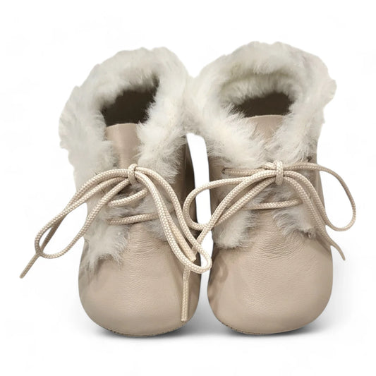 Blucher bebé unisex de piel con cordones y pelito cuello