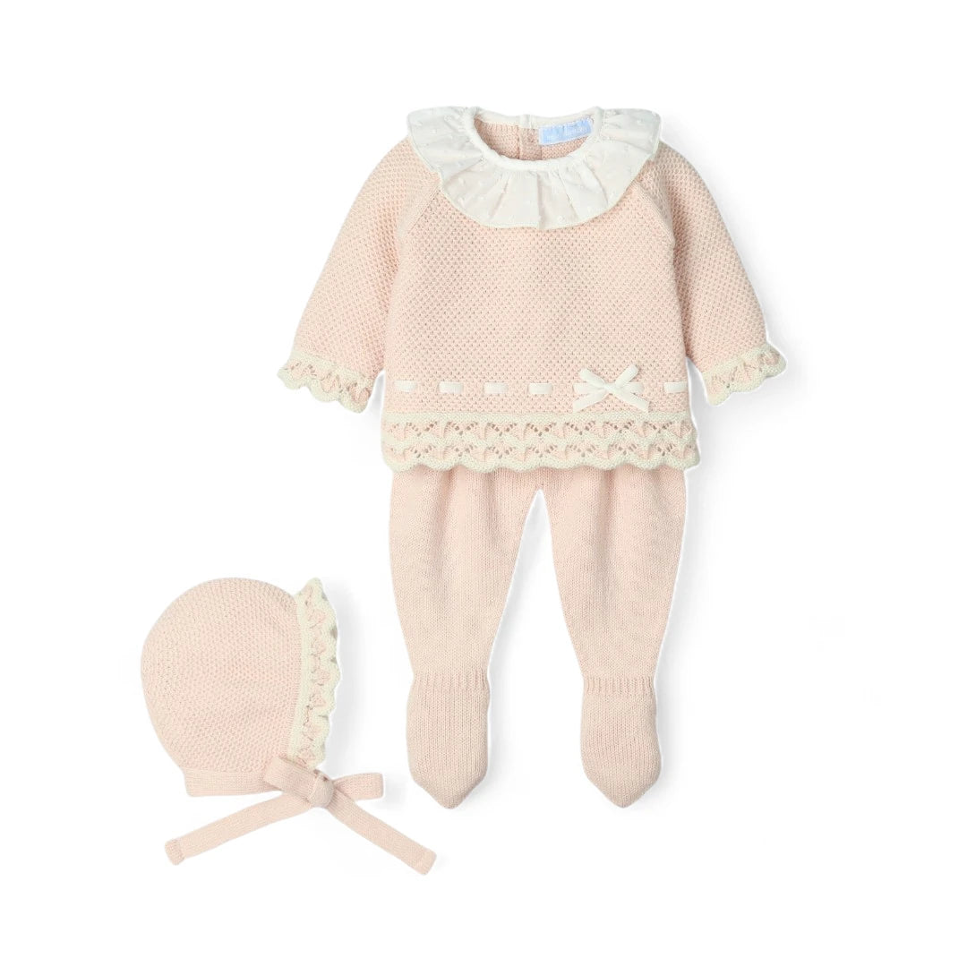 Conjunto de 3 piezas jubón, polaina y capota "Cobijar"