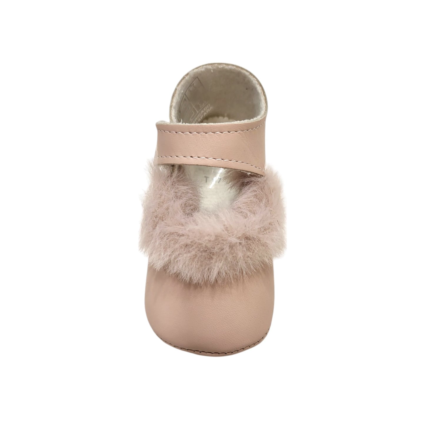 Angelito bebé de piel napa beige con pelito en escote