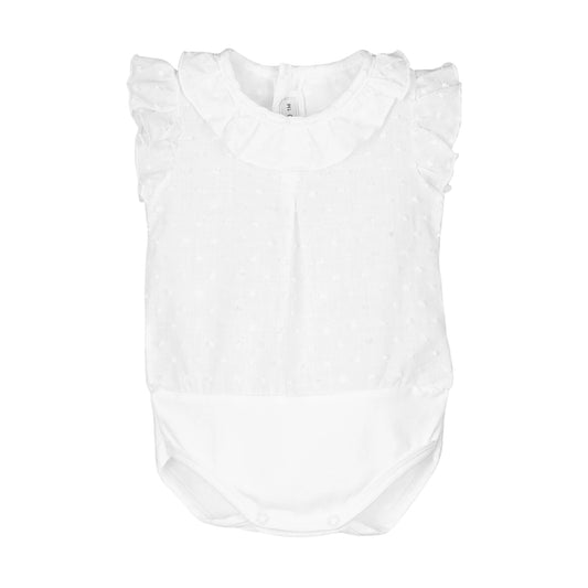 Body camisa de plumeti sin mangas blanco