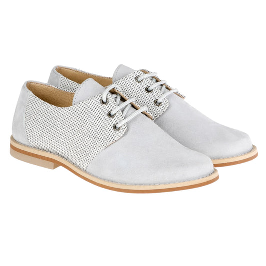 Zapato de niño ceremonia lino ante reciclado gris