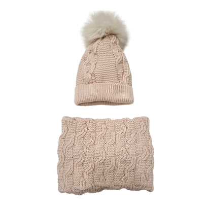 Conjunto gorro pompón pelo y braga
