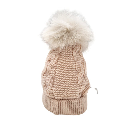 Conjunto gorro pompón pelo y braga