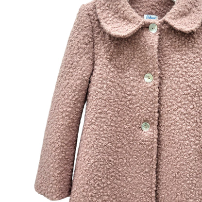 Abrigo evasé color rosa de lana rizo