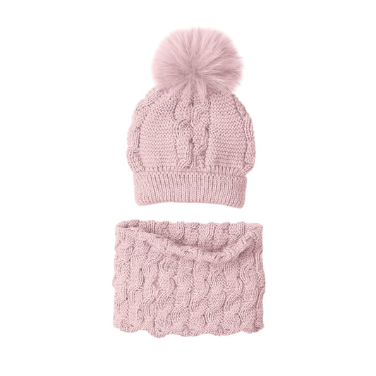 Conjunto gorro pompón pelo y braga