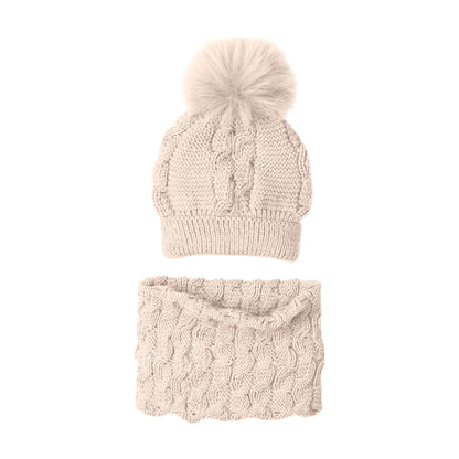 Conjunto gorro pompón pelo y braga